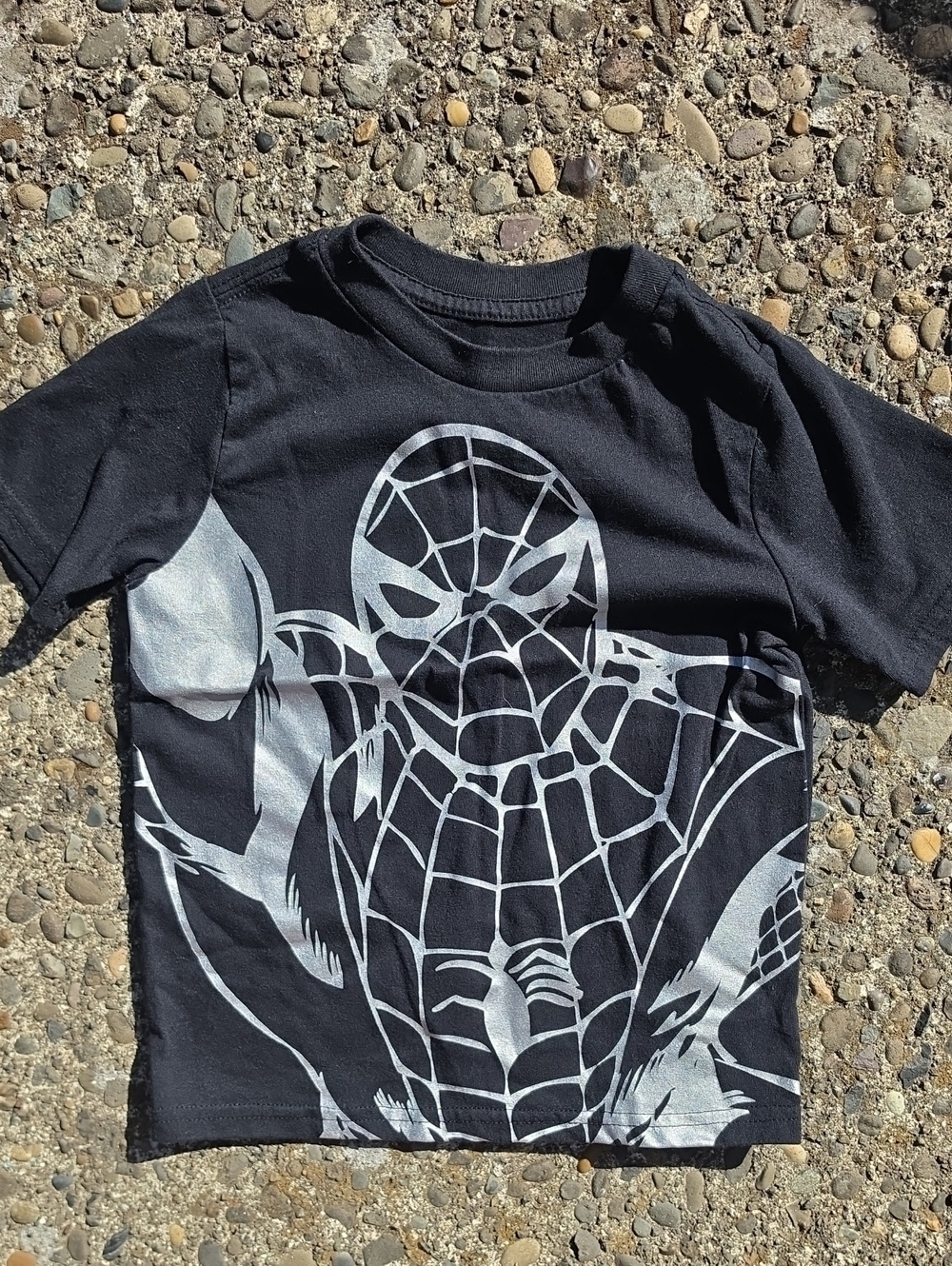 Marvel Black and Silver Spider Graphic Superhero Tee